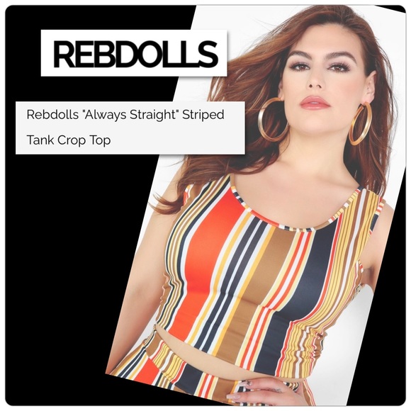 REBDOLLS Striped Cropped Tank Size 2X NWOT - Picture 1 of 10